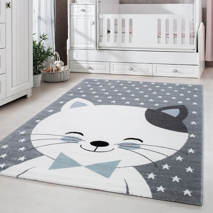 Tapis Enfant Chambre D Enfant Chambre Bebe Chat Gris Gris Bleu
