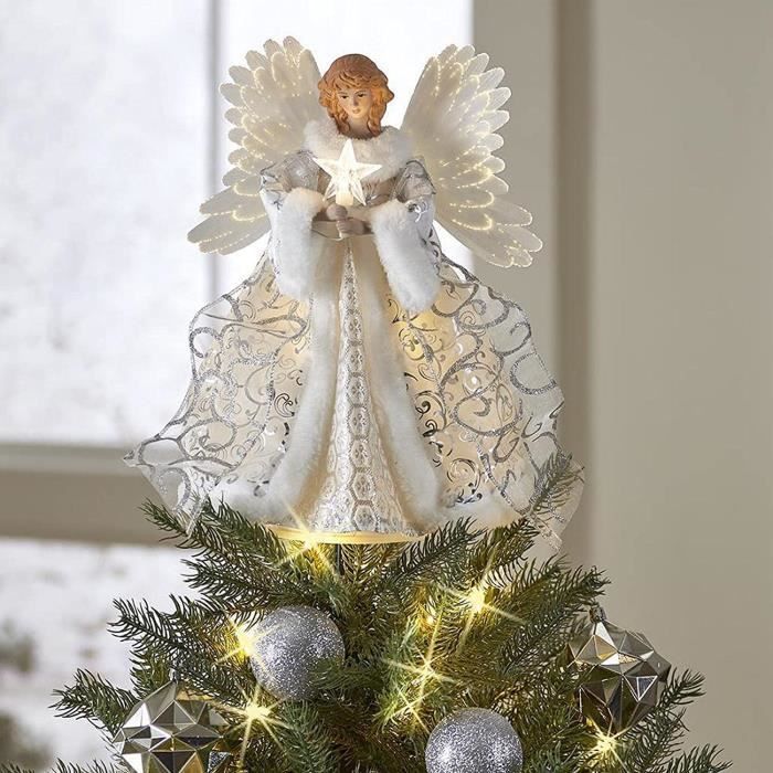 Cime de Sapin Ange de Noel pour Sapin Cime d'arbre de Noël,LED Ange