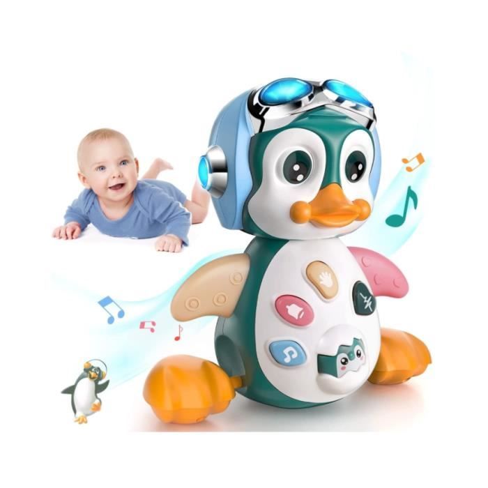 Jouet Musical Enfant 1 an, Jouets Rampants avec Musique et lumières,Jouet pour Bébé Pingouin 6-12 Mois, Jouet éducatif Jouet d’éveil