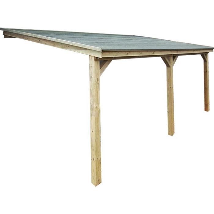 carport a adosser en bois 3x5 m roof sans option cdiscount jardin
