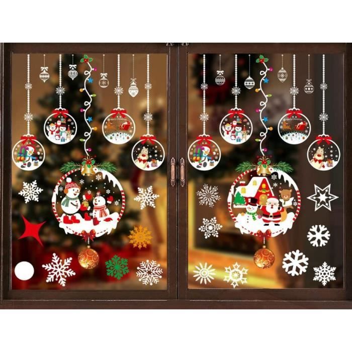 Autocollant Réutilisable Pour Fenêtre – Motif Mésange De Noël – Décoration Enfant – Film PVC Sans Colle – 28,9 X 18,2 Cm