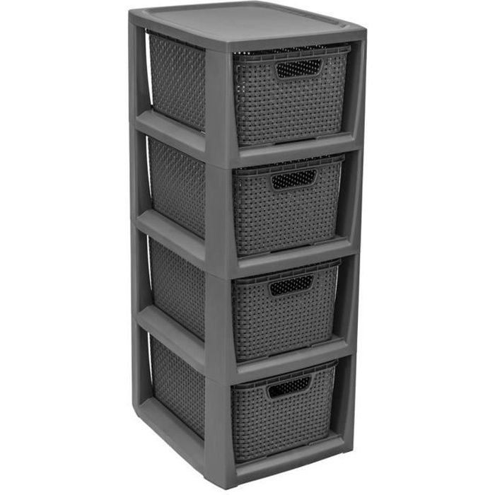 Etagère - BranQ - 4 paniers - Anthracite - Dimensions: 24x295x64 cm - Capacité: 28 L