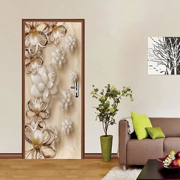 Sticker Porte 3D Autocollant Arbre Rose – 90x210 Cm, Effet Réaliste, Vinyle Étanche Pour Chambre Ou Salon