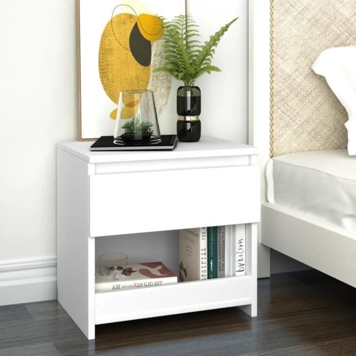 Table de chevet - Armoire de lit - Blanc 40x30x39 cm Aggloméré