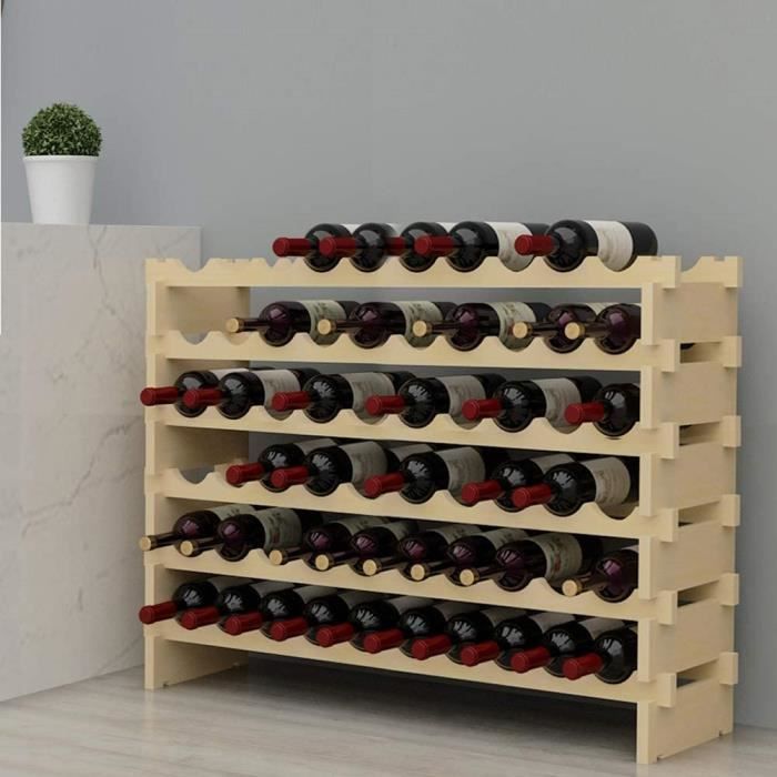 porte-bouteilles en bois, casier à vin range bouteille, étagère à bouteille en 6 etages pour 60 bouteilles de vin, 100x30x80.5[20]