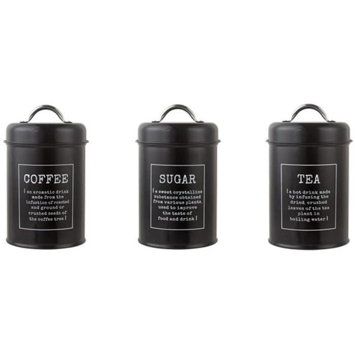 Lot de 3 rétro métal gris émaillé café sucre thé Boîte de Conservation Hermétique Couvercle