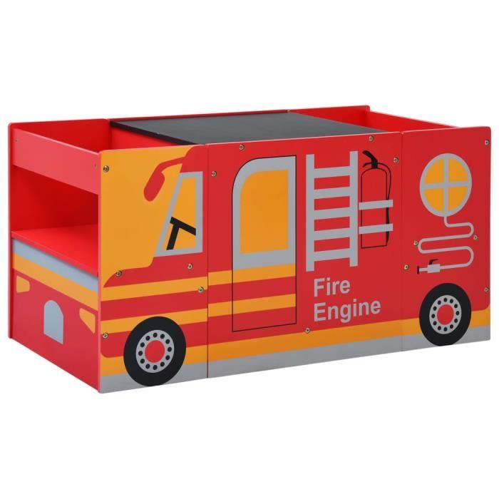 vidaXL Jeu de table et chaises denfants 3 pcs Camion de pompiers Bois 286190