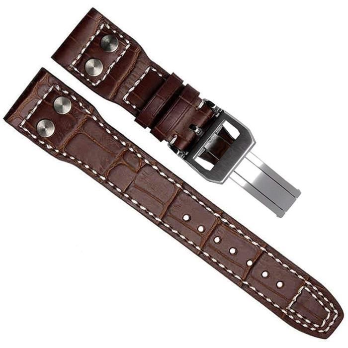 Bracelet de montre en cuir veritable de 22 mm pour montres IWC