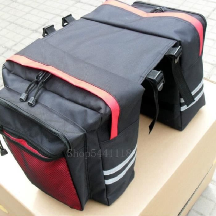 Panier vélo Sacoche de transport double pour vélo support arrière de VTT coffre à bagages sac de siège de voyage - Type Rouge