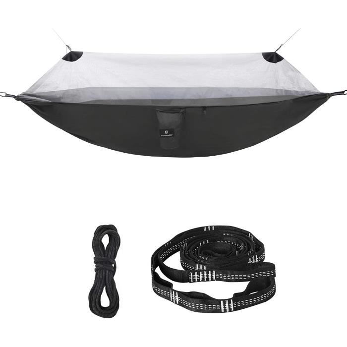 SONGMICS Hamac Avec Support Métal Noir Et Hamac Gris - Jusqu'à 200kg Avec Coussin