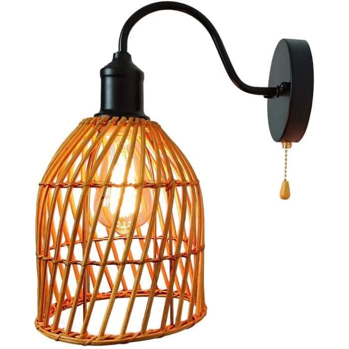 Applique Murale En Rotin Vintage Applique Murale Avec Interrupteur À