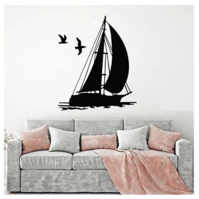 Lot De 3 Décorations Murales Mouettes En Bois - Style Nautique Bleu/blanc/beige - Tailles 15, 20, 25 Cm - Pour Maison, Chambre, Café