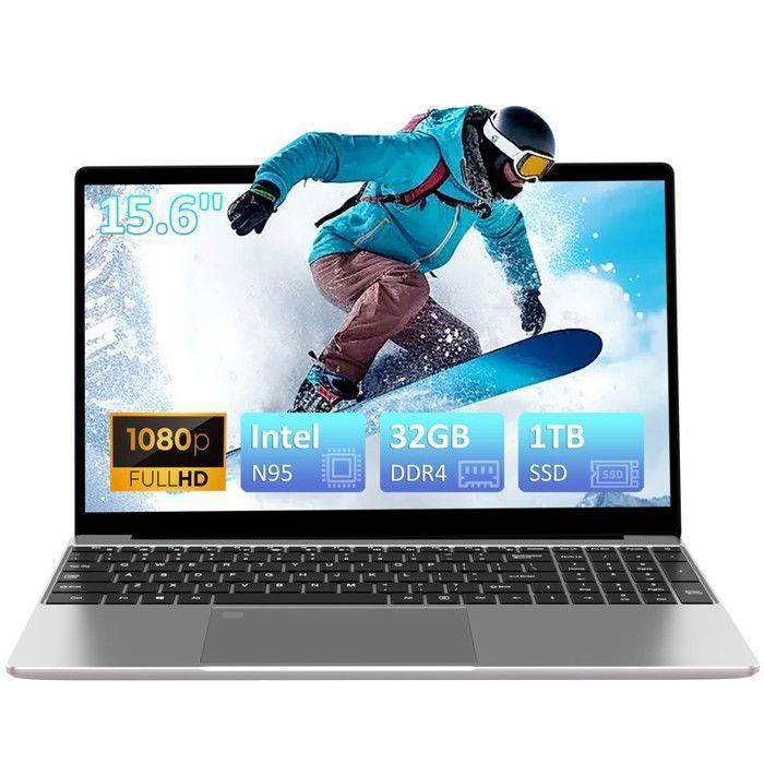 PC portable Auusda 156 FHD – Intel Alder Lake N95(4 cœurs/4 threads) RAM 32Go – Stockage 1TB SSD ordinateur portable Windows 11