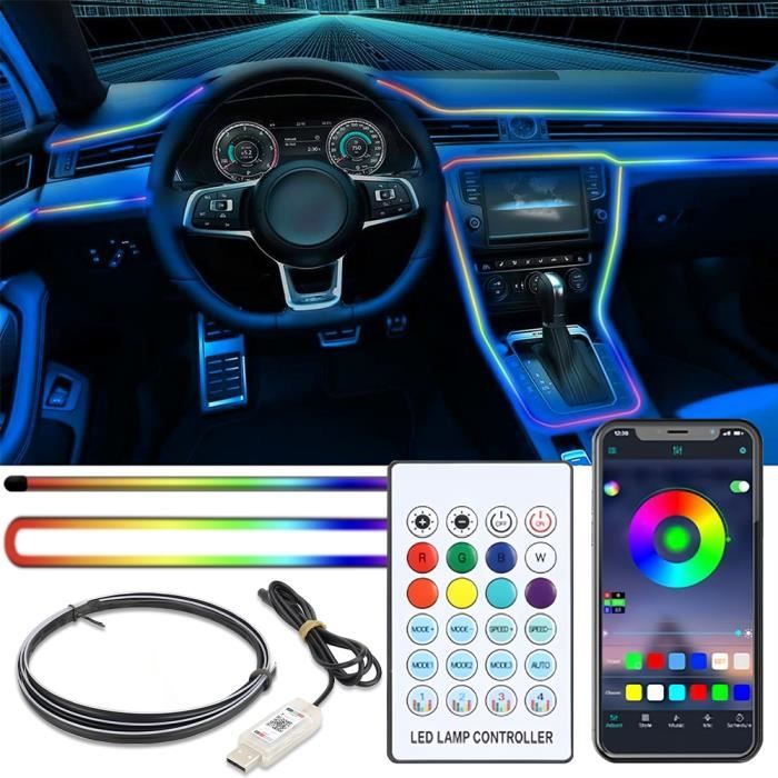 Éclairage Intérieur de Voiture - 110CM RGB Lampe LED Accessoire Voitur