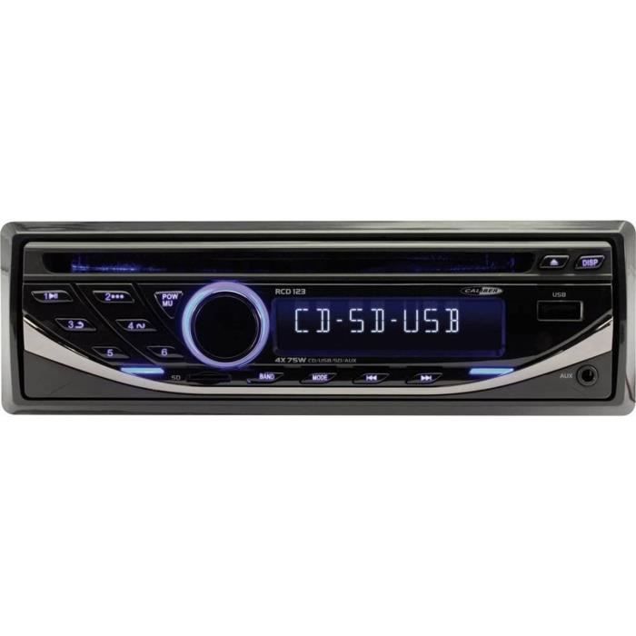 Autoradio Caliber RCD123 - Autoradio CD, MP3, WMA, USB/SD, AUX (jusqu'à 32GB) - Tuner FM - 4x75W