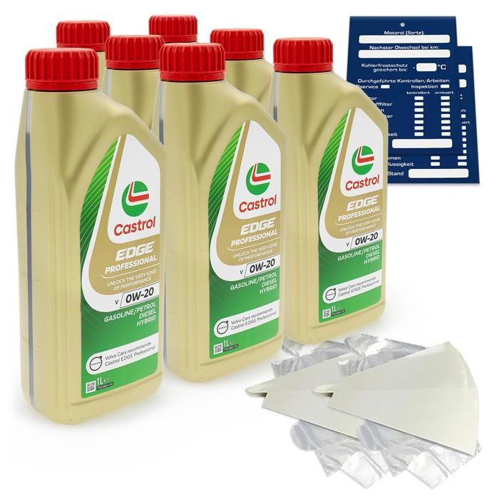 7 litres d'huile moteur Volvo Castrol EDGE Professional V 0W20 Titanium 15B13F SET