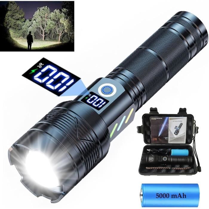 Lampe Torche Led Ultra Puissante, 20000 Lumens Lampe Torche Rechargeable, 5 Modes Lampe De Poche