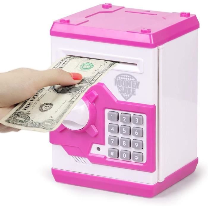 Tirelire Électronique Coffre-fort Avec Mot De Passe - Pour Enfants, Avec Musique, Accepte Pièces Et Billets, Rose