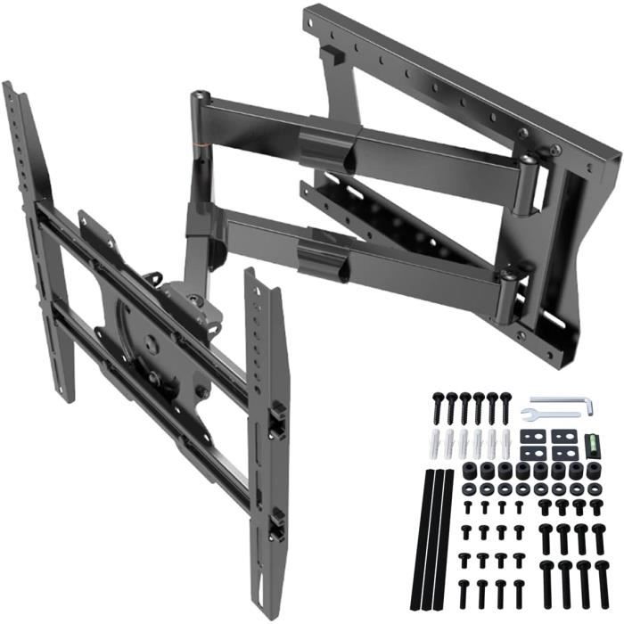 DQ Hercules PRO Flex 80 cm tv-wandsteun, lange scharnierarm, tot 80 cm wandafstand, uittrekken, zwenken, kantelen, draaien, tv 27-75 inch tot 60 kg
