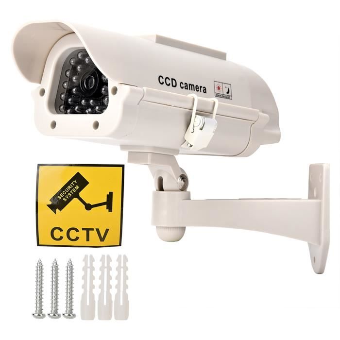 Caméra Factice Solaire Avec LED – Fausse Caméra De Surveillance Extérieure étanche – Effet Dissuasif Antivol
