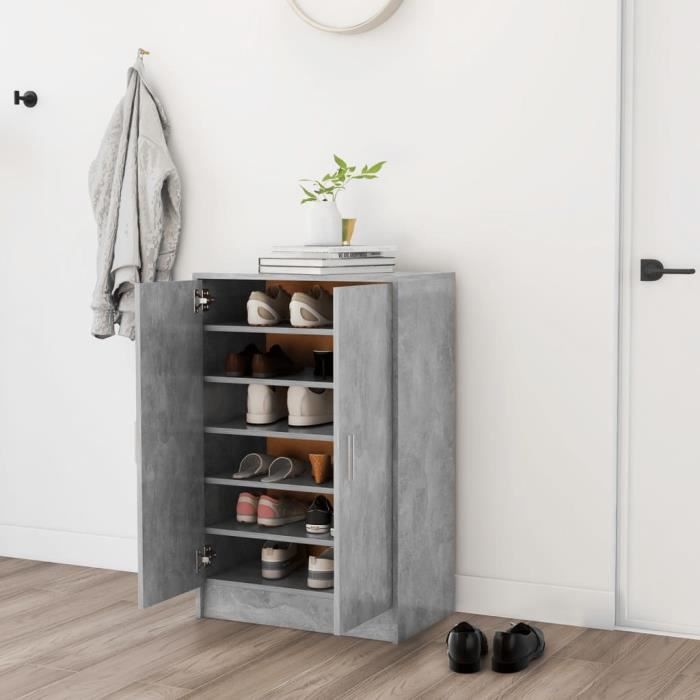 MEUBLE A CHAUSSURES Armoire à chaussures Gris béton 60x35x92 cm