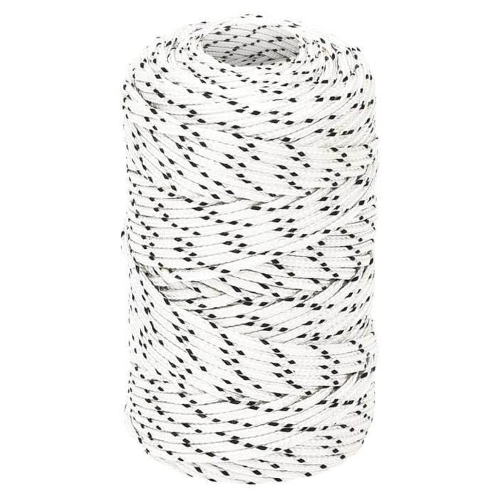 Corde Tressée Polyester Blanc 8 Mm X 25 M - Corde Bateau Robuste Pour Usage Marin Et Général