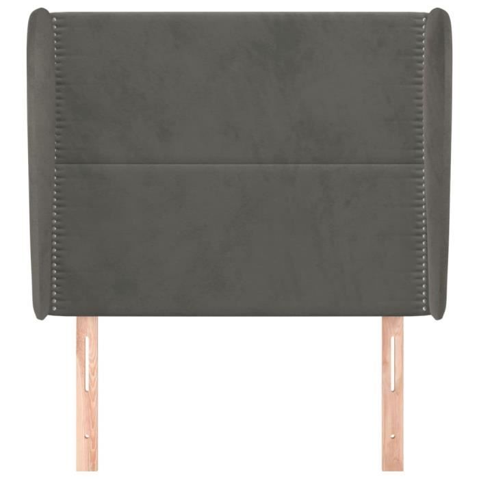 Tête De Lit Avec Oreilles Gris Clair - 93x23x118/128 Cm - Velours - Neuve