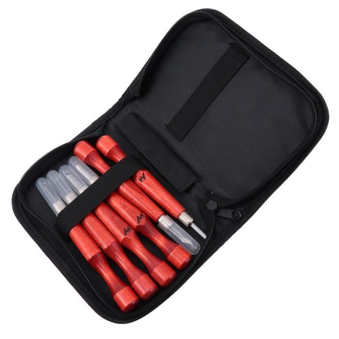 Kit De 12 Outils De Sculpture Sur Bois - Ciseaux, Gouges, Burins En Acier Trempé - Avec étui De Transport Enroulable - 8