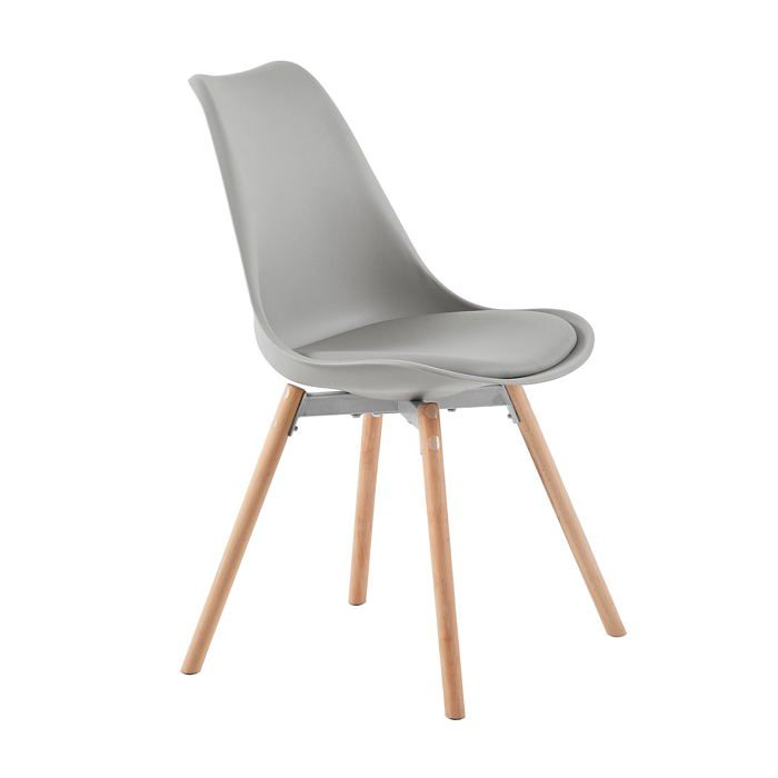 H.J WeDoo Chaises Scandinaves - Lot De 2, Pied En Hêtre Et Assise Rembourrée | Gris, Style Nordique