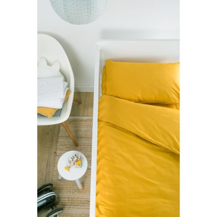 Housse De Couette Bebe Unie En Coton Bio 100 X 140 Cm Miel 6 12 Mois Cdiscount Maison