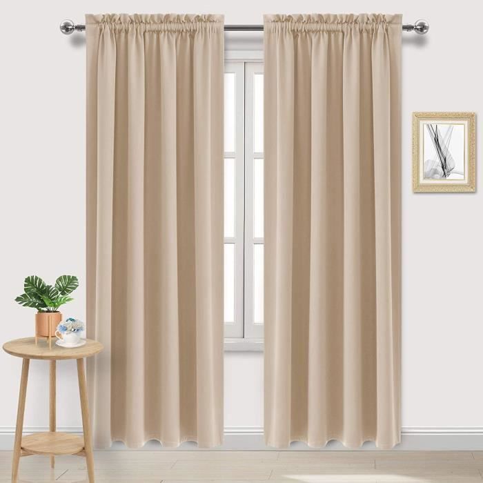 Rideaux Occultants Thermiques Plissés - Lot De 2 Vert Sauge - 117 X 167 Cm - Pour Chambre Et Salon