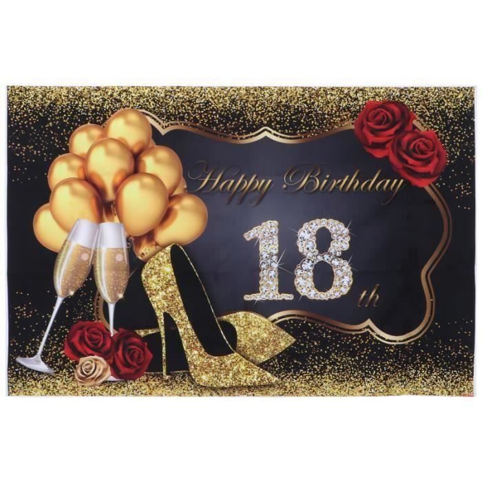 Toile De Fond Anniversaire Noir Paillettes 2,1x1,5m - Décoration Fête Photo Booth Adultes Enfants