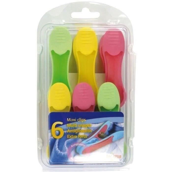 Lot de 6 maxi clips bi-matière