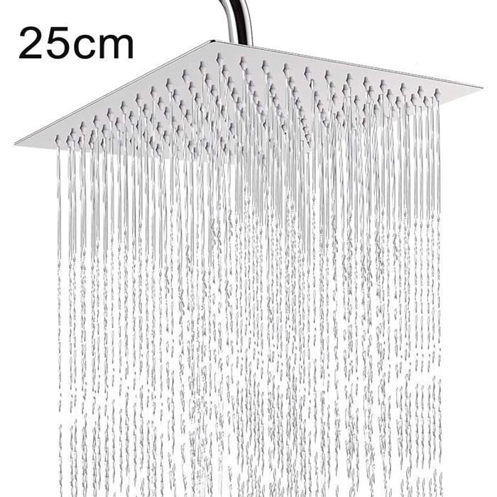 Montage mural Tête de douche ronde de 10 Chromé En acier inoxydable 304-40 cm Oupukle Douche de pluie avec bras de douche 