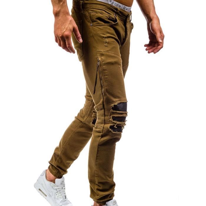 Jeans Homme kaki noir bleu 27 LEOCLOTHO Vintage Jeans Coupe Droite Homme Kaki Marron