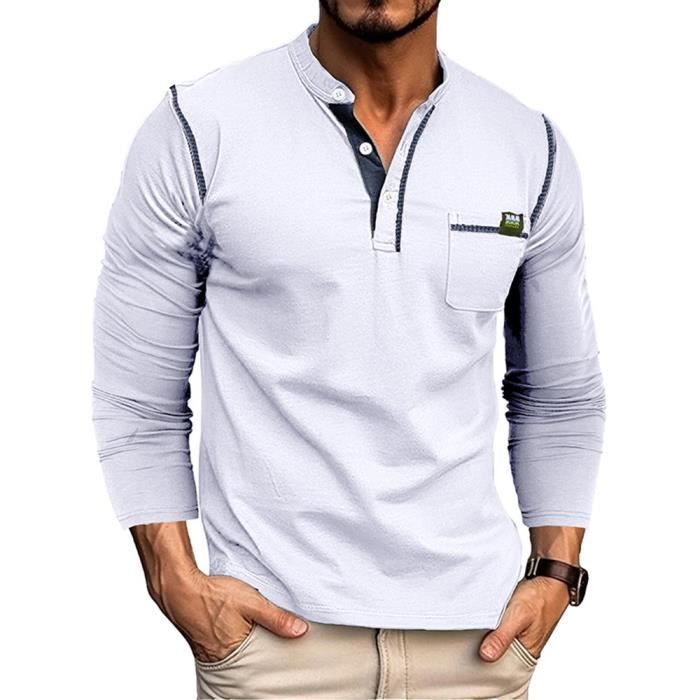 T-shirt Homme Manches Courtes Col Boutonné - Coupe Ajustée, Polyester Respirant, Uni, Neuf Avec étiquette