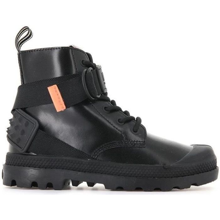 Bottines enfant Palladium PAMPA ROCK Cuir Noir Zip lateral Look rebelle