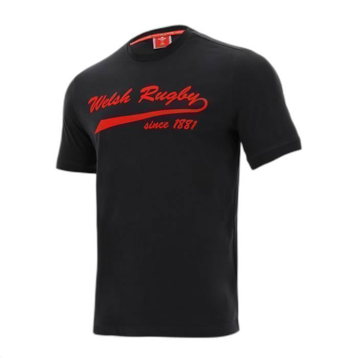 T-shirt Rugby Noir XXL - Homme - Coton - Pays De Galles