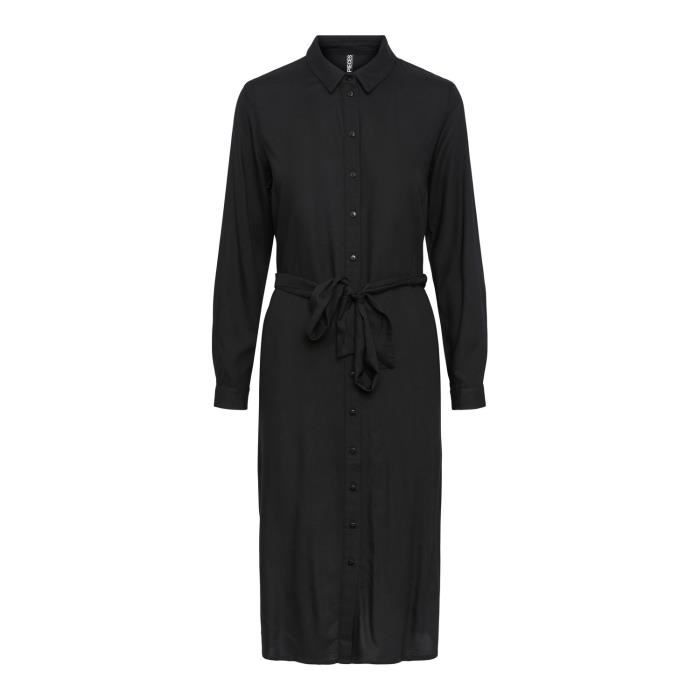 Robe-chemise femme Pieces Cammie - Noir - Manches longues