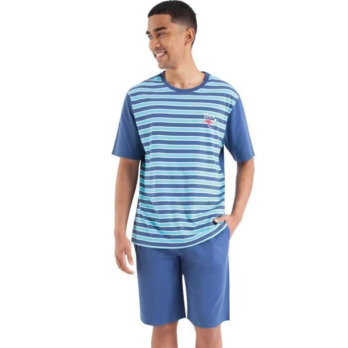 Pyjama Homme 2 Pièces Athena - 100% Coton - Haut Manches Longues Et Pantalon - Confortable Et Respirant