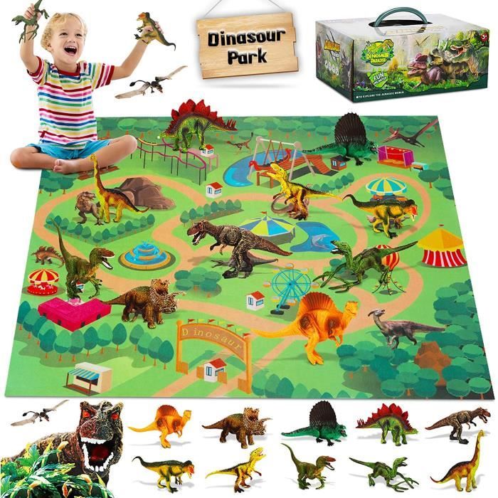 Comparer les prix de NetBoat Dinosaure Jouet, 9pcs Gros Dinosaure Figurine avec Tapis De Jeu Et Arbres, Éducatifs Ensemble dans Le Dinosaure Aventure