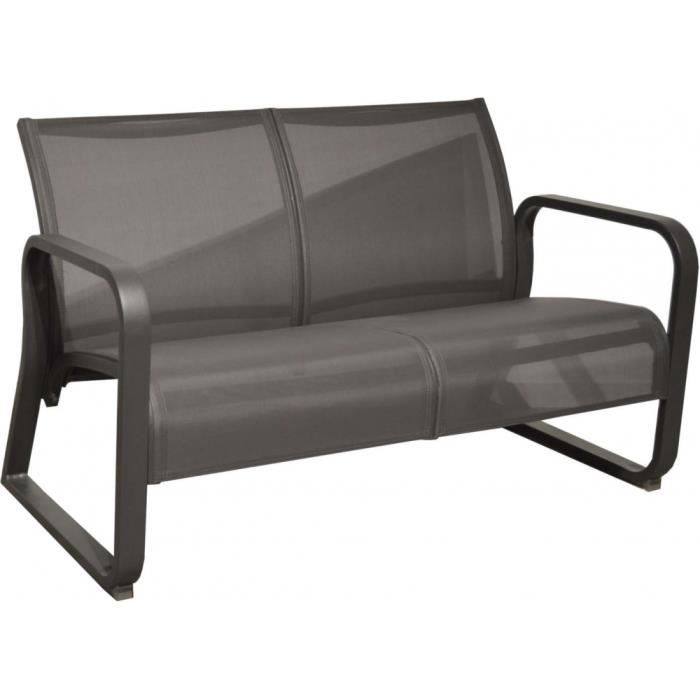 canapé lounge de jardin en aluminium proloisirs quenza ii - gris graphite - 2 places - 128 x 83 x 78 cm