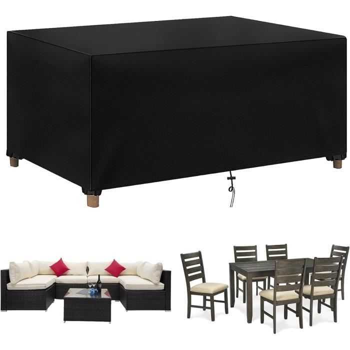 KDXAOBEI Housse Salon De Jardin Exterieur, 160x60x85cm 420D Oxford Housse Table De Jardin Impermeable, Housse De Protection Salon De Jardin Avec Corde Et Boucle Verrouillage, Résistance Au Vent