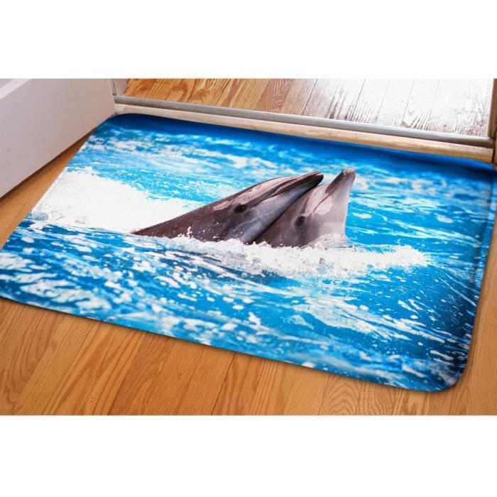 Poisson Motif Paillasson Tapis Salle de Bain Peluche Anti-dérapant Bain Salon Wc