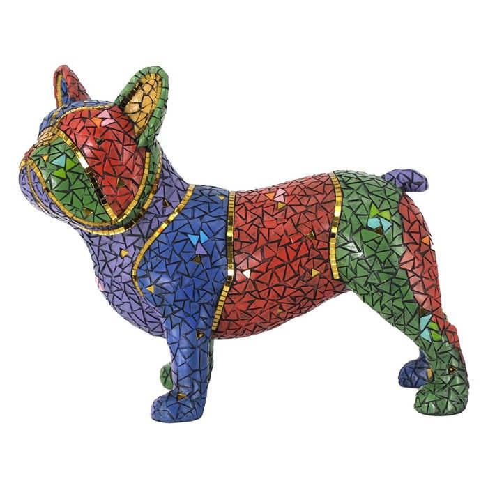 Signes Grimalt - ORIGIN Home Decor Chien Bouledogue Animaux Figurine de Chien Bleu - 27x34x15cm