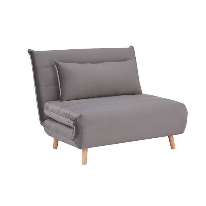 Fauteuil - SIGNAL - FAUTEUIL SPIKE - Velours gris - Convertible - Dépliant Fauteuil - SIGNAL - FAUTEUIL SPIKE - Velours gris - Convertible - Dépliant