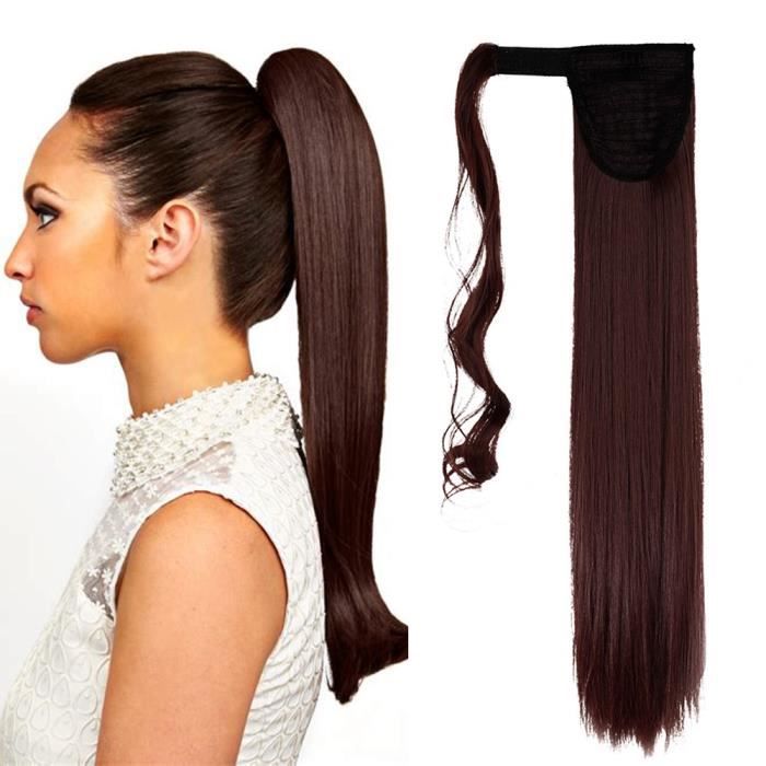 S-NOILITE femme Queue de Cheval Postiche Extension de Cheveux Ondulé - Wrap  Around Ponytail Clip in - Auburn Foncé - Cdiscount Au quotidien