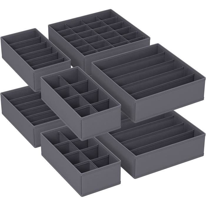 Boîtes de Rangement en Tissu - SONGMICS - Organiseur de Sous-vêtements Pliables - Gris Boîtes de Rangement en Tissu - SONGMICS - Organiseur de Sous-vêtements Pliables - Gris