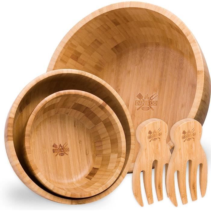 Folkulture Saladiers Ou Bols En Bois Avec Couverts à Salade, Grand Bol De Service Ou Bol