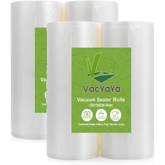 VacYaYa 4 Rouleau 28cmx15m Rouleau Sacs Pour Machine Sous Vide